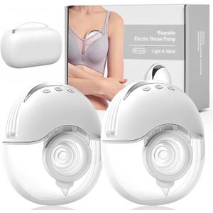 LAMSUET Hands Free Breast Pump - Strong Suction, Low Noise, Wearable Breastfeeding Pump, 4 Modes &12 Suction Levels - Portable Electric Breast Pump with 19/21/24mm Flanges (2 Pack)