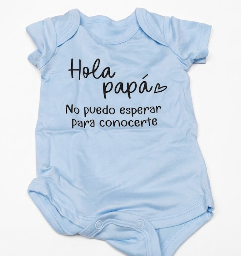 BIBIBLISSBABY Hola Papá Baby Announcement Onesie,Funny Spanish Pregnancy Announcement Infant Bodysuit for Grandparents to be,Baby Coming Soon Shower Reveal Idea Gift (Baby Blue), XS