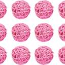 uxcell 12 Pcs Wicker Rattan Balls 1.6 Inch Rattan Decorative Balls for Centerpiece Bowls Vase Fillers Home Decor Pink