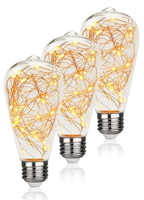St19 Decorative String Light Bulbs,Led Fairy Bulb,1W Equivalent To 15W Incandescent Bulbs,Suitable For Liveing room,bedroom,Courtyard light String bulbs,warm white 2200K,E26 base,120V/AC(3PACK)