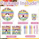 Happy Easter Plates and Napkins Serves 24 , Spring Easter Party Supplies Colorful Bunny Paper Plates and Napkins for Spring Birthday Easter Holiday Baby Shower Party Decorations