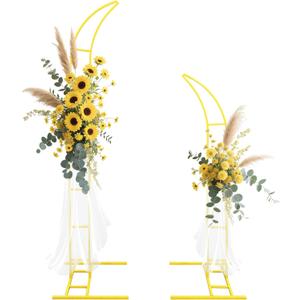 2pcs Curved Wedding Arch Backdrop Stand for Wedding Decor,Metal Balloon Arch for Wedding Ceremony,Bridal Shower,Baby Shower,Engagement Party,Celebration,Garden Climbing Plants Vines 7.8&5.9 FT