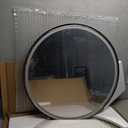 Wall-Mounted Round Bathroom Mirror with LED-Lights - 32 Inch Frame Vanity Mirrors(32" x 32", Black)