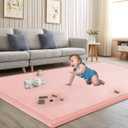 Baby Play Mat for Floor Nursery Rug Muscle Mat Area Rug Playroom Rug 59"x71" Playpen Mat Elastic Foam 1.3" Thick Crawling Mat for Babies,Toddlers, Infants, Kids,Light Pink