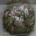 4 Pcs Small Christmas Norfolk Wreaths 15 Inch Christmas Kitchen Cabinet Mini Wreath Real Touch with Bow Ribbon Cedar Red Berry for Xmas Front Door Window Chair Fireplace Table Pillar Farmhouse Decor