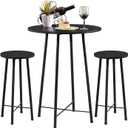 VECELO 3 Piece Pub Table and Chairs Sets Counter Height Bistro Bar Sets with 2 Barstools for Kitchen Breakfast Nook, Small Space, Apartment, Breakfast Dinner Restaurant, Black