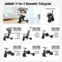 JMMD Baby Tricycle, 7-in-1 Multifunctional Kids Trike with Adjustable Parent Handle, Safety Harness & Wheel Brakes, Removable Canopy, Stroll Trike for Boys & Girls Ages 18 Months-5 Years, Black