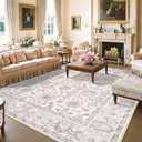 Lahome Boho Pink Area Rugs 9x12 Living Room, Washable Floral Large Area Rugs for Bedroom, Soft Non-Slip Thin Rug for Nursery Kids Playroom Dining Room (Pink, 9' x 12')