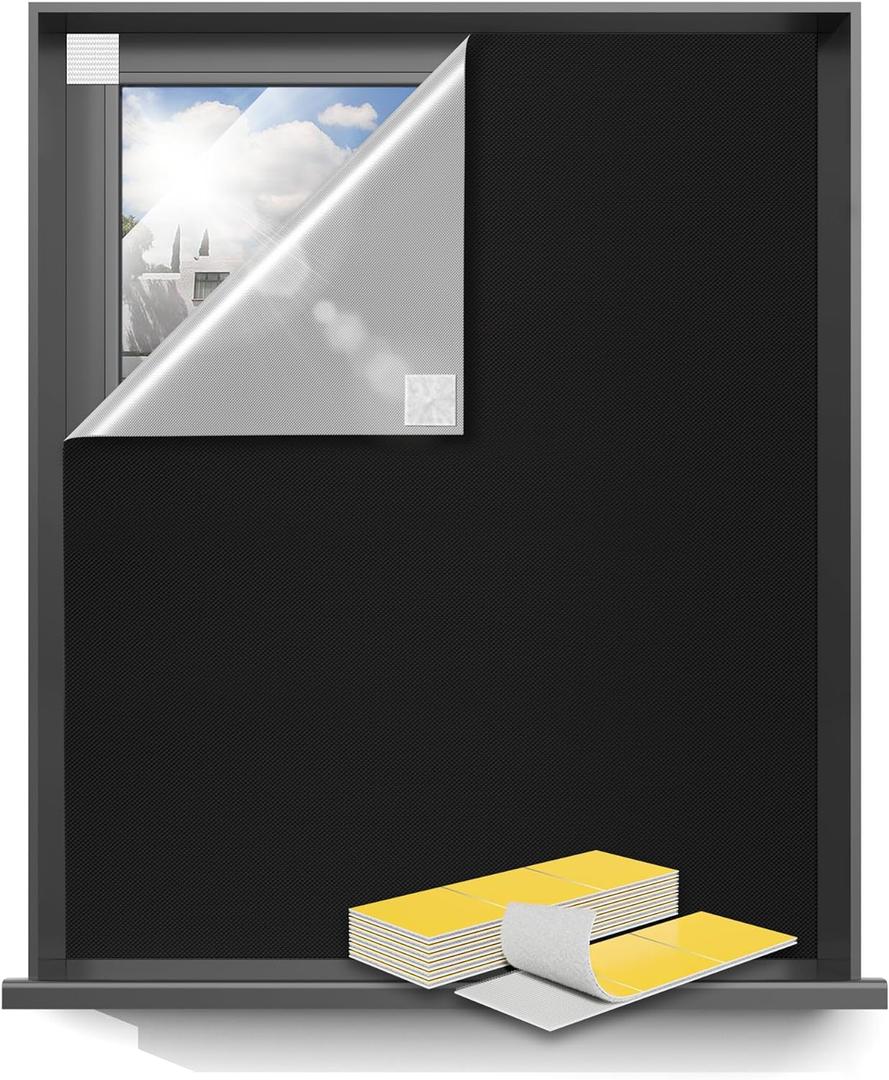 Sumobaby 50"x59" Portable Blackout Curtains, Blinds for Windows with Hook & Loop Tapes, 100% Blackout Window Shades, Curtains Easy to Cut Fit for Bedroom, Baby Room and TV Room (Black)