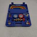 Orion Motor Tech AC Gauges, AC Manifold Gauge Set for R134a R12 R502 Refrigerant, 3 Way Car with 5FT Hoses Couplers & Adapter, Puncturing & Self Sealing Can Tap Freon Charge Kit