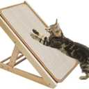 Sisal Cat Scratcher Ramp,Tilted Natural Wood Vertical Scratcher Pad for Cats with Sisal Scratching Board Durable Adjustable Height Pet Scratching Pads for Indoor Dogs Kitten Holding up to 80LBS