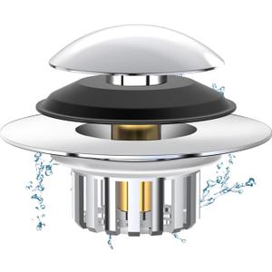 Universal 3 in 1 Bathtub Drain Stopper Bathtub Drain Hair Catcher, Pop-up Tub Stopper with Effective Filter Basket, Anti-Clogging Bathtub Drain Plug Bath Tub Stoppers for 1.45-1.8" Drain Shoe (Silver)