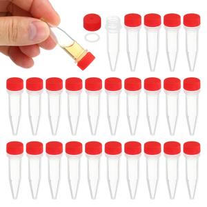 PATIKIL 1.5ml Plastic Cryogenic, 25Pcs Cryogenic Vial Screw Top Frozen Test Tube for Lab Laboratory Science, Red Cap