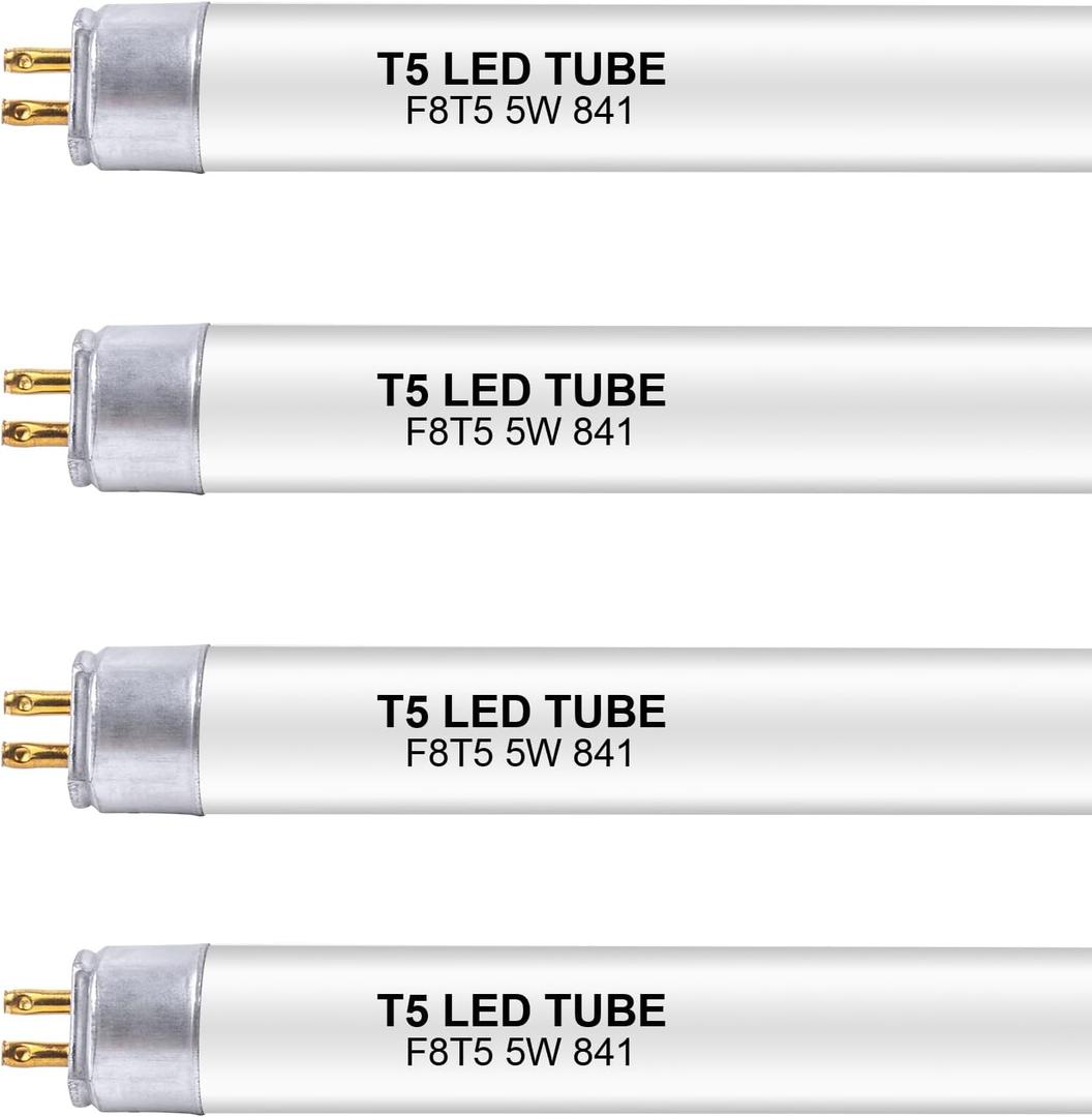 12 Inch F8T5/CW LED Replacement Bulbs, 4100K Cool White, T5 LED 5 Watts Replace Fluorescent Bulb with LED, Replacement Tube for Counter and Cabinet Fixture, 4 Pack