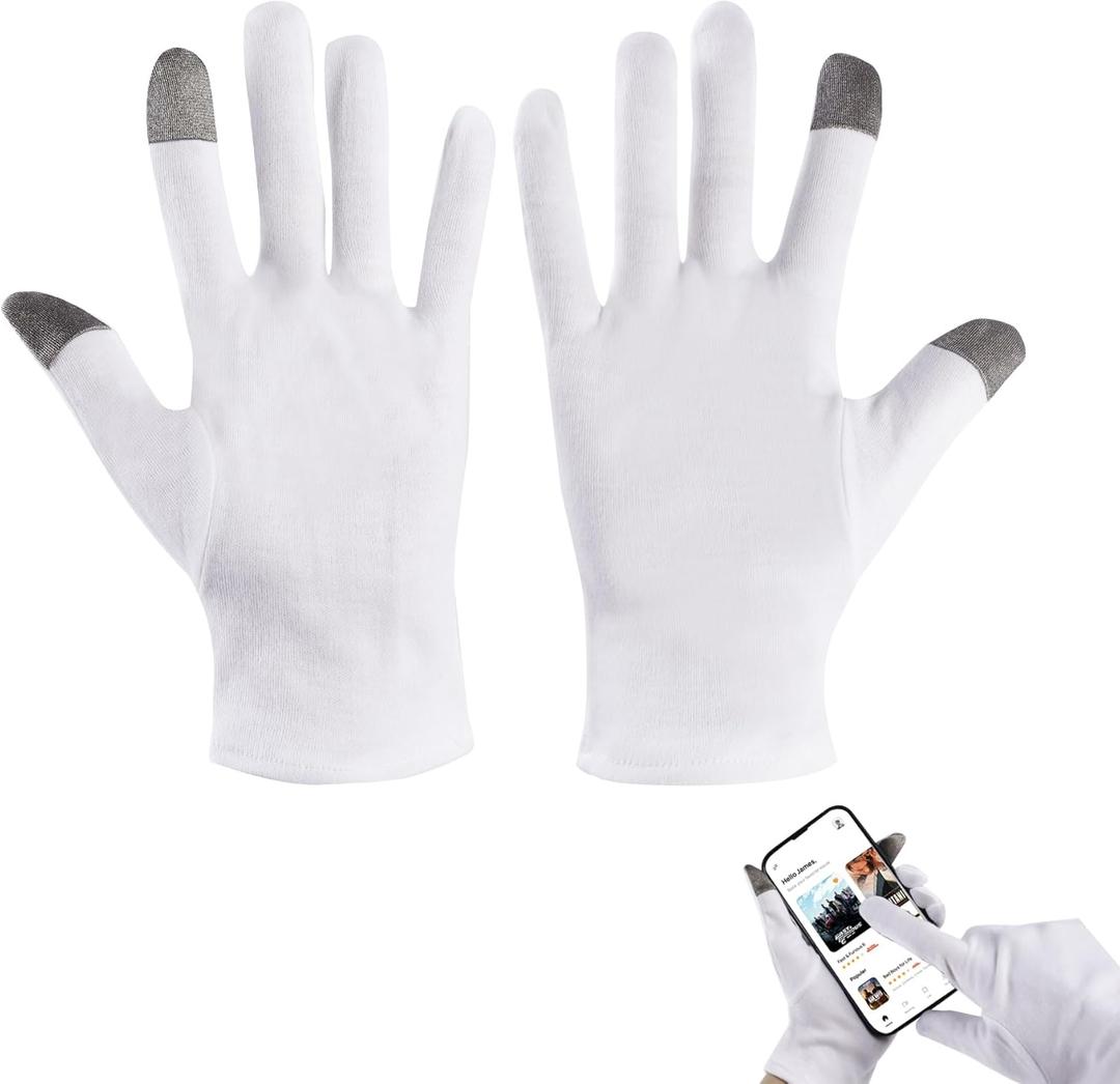 3 Pairs Touch Screen Moisturizing Gloves,Cotton Moisturizing Gloves Overnight,Cotton Gloves for Dry Hands Sleeping,Eczema Gloves for Women,Repair Rough Cracked Dry Chapped Hands Skin.