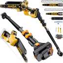 2-IN-1 Cordless 8-Inch Pole Saw & Chainsaw for De-WALT 20V MAX Battery - 1200W Brushless Motor, Total Reach of Max 15.9 FT, Lightweight, 8"&6"Electric Pole Saws for Tree Trimming Pruning (Tool Only)
