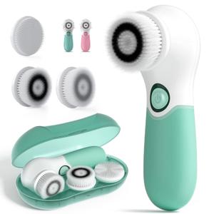 TOUCHBeauty Electric Facial Cleansing Brush Set with 3 Face Brush Heads, Spinning Face Scrubber for Women with a Portable Case, Face Brush for Gentle Exfoliation and Deep Cleansing TB-14838 Mint Green