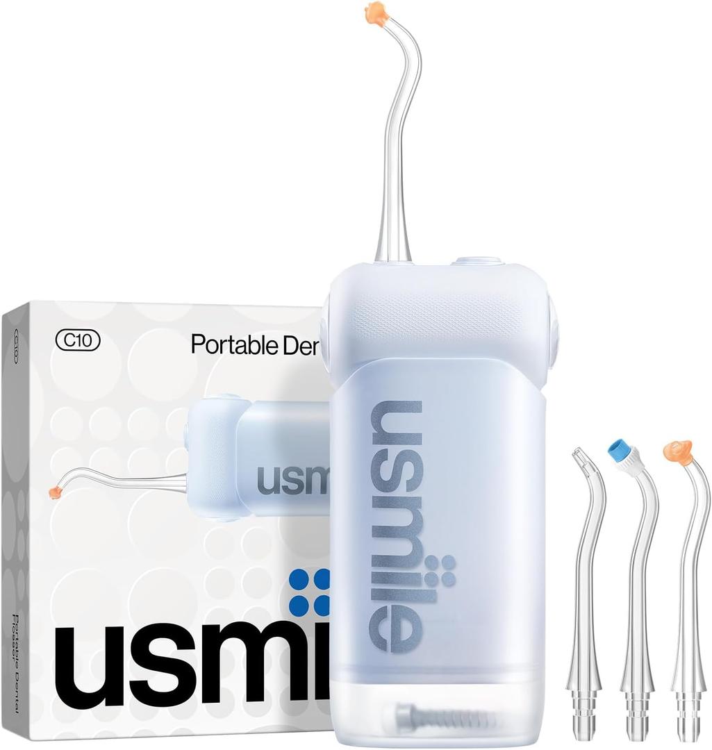 usmile C10 Portable Water Flosser for Travel Mothers Day Gifts, 95-Day Battery, 4 Modes, 360 Nozzle, 180ml Tank, IPX7 Waterproof, Dentist-Recommended for Braces, Implants & Sensitive Gums (Blue)