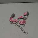 Women's Western Stone Concho Chain Belt  Adjustable Boho Vintage-Inspired Statement Waist Belt (Pink)