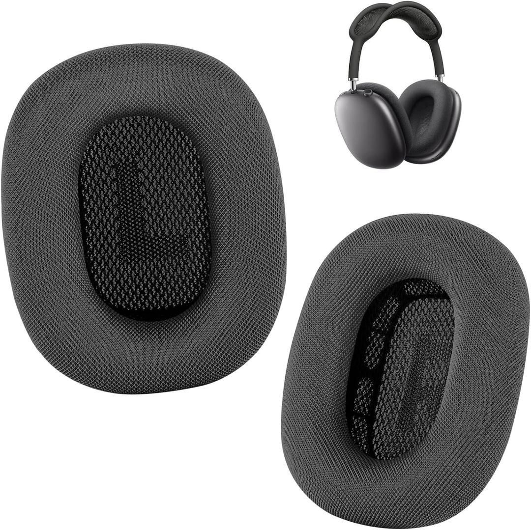 Ear Cushions for AirPods Max Headphone - Upgraded Mesh Earpads Replacement Compatible for Apple AirPods Max with Silicone Layer, Magnet, Memory Foam and Noise Isolation (Space Gray)