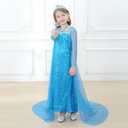 Princess Dress for Girls Halloween Cosplay Fancy Dress Princess Costume Blue Sparkly Princess Dress Up Birthday Outfit (Blue, S)