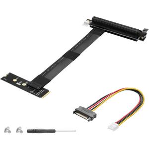 CERRXIAN M.2 NGFF to PCI-e 16x Graphics Riser Card,90 Degree Left M.2 NGFF Key to PCI-Express 16X Extension Cable