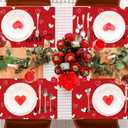 Valentine Placemats Set of 6 Reusable Valentines Plastic Table Mats Waterproof Red Love Heart Place Mats Valentines Table Decoration for Indoor Outdoor Party Kitchen Dining