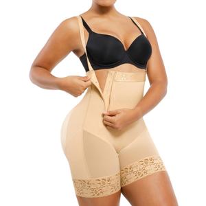 SHAPELLX Tummy Control Shapewear Faja Colombianas Side Zipper Body Shaper Plus Size Postpartum Bodysuit With Butt Lift (Large, B10-dark Beige)