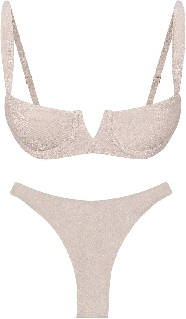 Narecte Womens Swimsuits Women, Sexy Bikini Sets for Women, Bathing Suit for Women, Triangle Bikinis for Women L White