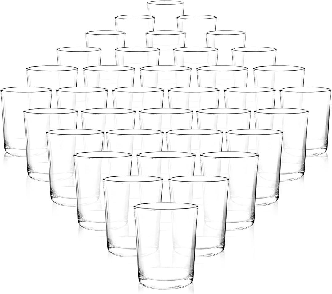 Comrzor Set of 36 Clear Tealight Candle Holders, Glass Votive Candle Holders Bulk, Floating Candle Holder for Table Centerpieces, Wedding Propose Party Home Decor