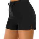 Tournesol Women's Swim Shorts High Waisted Bathing Suit Bottoms Tummy Control Swimsuit Tankini Boy Shorts Black Size M