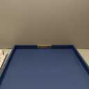 24x24 Inches Extra Large Blue Faux Leather Wrapped Wood Ottoman Tray with Golden Handles for Serving Food and Breakfast On Bed, Square Coffee Table Organizer, Home Decor and Decorative