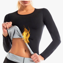 Sauna Sweat Suit Shapewear Top Trainer Workout Body Shaper Sweatsuit Long Sleeve Shirt Women, S