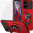 Ailiber for Motorola Moto G Power 2025 Phone Case, Moto G Power 2025 Case with Kickstand, for Magnetic Car Mount, with Screen Protector, Heavy Duty Rugged Protective Cell Phone Cover-Red