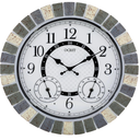 OCEST 18 Inch Outdoor Wall Clock with Night Light, Waterproof Thermometer & Hygrometer Combo, Battery Operated Silent Non-Ticking Large Patio Clock for Garden, Pool, Porch (Rustic Gray)