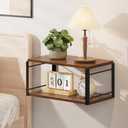 Floating Nightstand, Wood Bedside Shelf Wall Mounted Nightstand, Floating Bedside Table Wall Shelf for Bedroom, Living Room, Bathroom, Kitchen, Office (Vintage Brown)