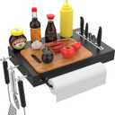 Grill Side Shelf for Pit Boss 700 820 Series Pellet, Tray Side Shelf for Pit Boss 700, 700FB Pellet Grill Accessories Table Serving Tray with Paper Towels & 3 Hooks