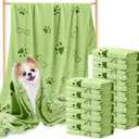 Tatuo 12 Pcs Dog Grooming Towels 28 x 55 Inch Microfiber Drying Pet Bath Towels Dog Absorbent Towel Quick Drying Puppy Bathing Supplies for Small Medium Large Puppy Cat(Green,Paw, Bone)