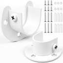 2Pcs Heavy Duty Stainless Steel Closet Rod Bracket Holder (White, 1-1/4")