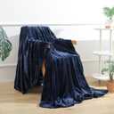 Navy Blue Fleece Throw Blanket for Couch Chair Sofa, Soft Warm Fuzzy Cozy Blankets for Women Men, 300GSM Room Decor Flannel Microfiber Blankets for All Seasons, 50x60 Inches