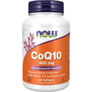 NOW Foods Supplements, CoQ10 400 mg, Pharmaceutical Grade, All-Trans Form produced by Fermentation, 60 Softgels