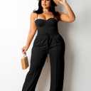 Tycorwd Women's Plus Size Casual Wide Leg Pants High Waisted Drawstring Baggy Sweatpants Elastic Straight Leg Lounge Pants (Black, XXXL)