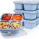 Snack Box,4 Compartment Snack Containers, Prep Containers Reusable,Snack Containers,Bento Box,Snack Box Container for Candy, Nuts, Cookies, Fruit, Snacks, Party Favor, Home Decor (Blue)