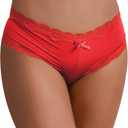 ohyeah Women Cheeky Underwear Panties Hipster Cotton Crotch Mid Waist Lace Trim Boyshorts Panties for Women Full Coverage (X-Small-Small, 1- Red)