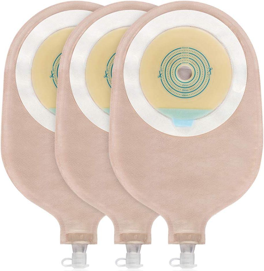 Carbou 15PCS One-Piece Urostomy Bag Drainable Pouches with Measure Card,Cutting Tool for Colostomy Ileostomy Stoma Care, Cut-to-Fit