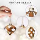 WDS WONDROUS Christmas Ball Ornaments Gold - Set of 8 Striped Glass Neutral Christmas Ornaments Set, Vintage Rustic Christmas Decor for Xmas Tree Home Party Holiday Farmhouse (Brown and Clear)