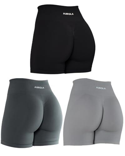 AUROLA 3 Pieces Sets Intensify Workout Shorts for Women Seamless Scrunch Short Gym Yoga Running Sport Active Exercise Fitness Shorts AUROLA 3 Pieces Sets Intensify Workout Shorts for Women Seamless Scrunch Short Gym Yoga Running Sport Active Exercise Fitness Shorts