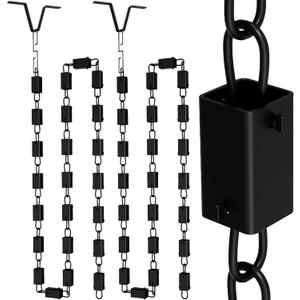 2Pcs Square Rain Chain, Black Rain Chains for Gutters 8.5 FT, Durable Black Powder-Coated Aluminum, Rain Chains for Outside, Adjustable Rain Catcher Chain, Premium Rain Chains for Gutters