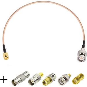 Superbat SMA Male to BNC Male Cable 12inches + 5pcs RF Coax Adapter Kit SMA to BNC Cable SMA BNC Adapter Cable Kit for RF Applications/Antennas/Wireless LAN Devices/Wi-Fi Radios External Antenna etc (RG316)