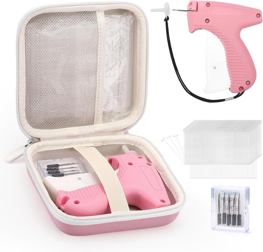 Clothing Tag Gun Kit with Fine Needle Stitch Tag Gun Storage Case 6 Micro Needles 1008 2" White Micro Fasteners Mini Stitch Tag Gun Attachment for Home Shops Warehouse (Pink Tagging Gun) Clothing Tag Gun Kit with Fine Needle Stitch Tag Gun Storage Case 6 Micro Needles 1008 2" White Micro Fasteners Mini Stitch Tag Gun Attachment for Home Shops Warehouse (Pink Tagging Gun)